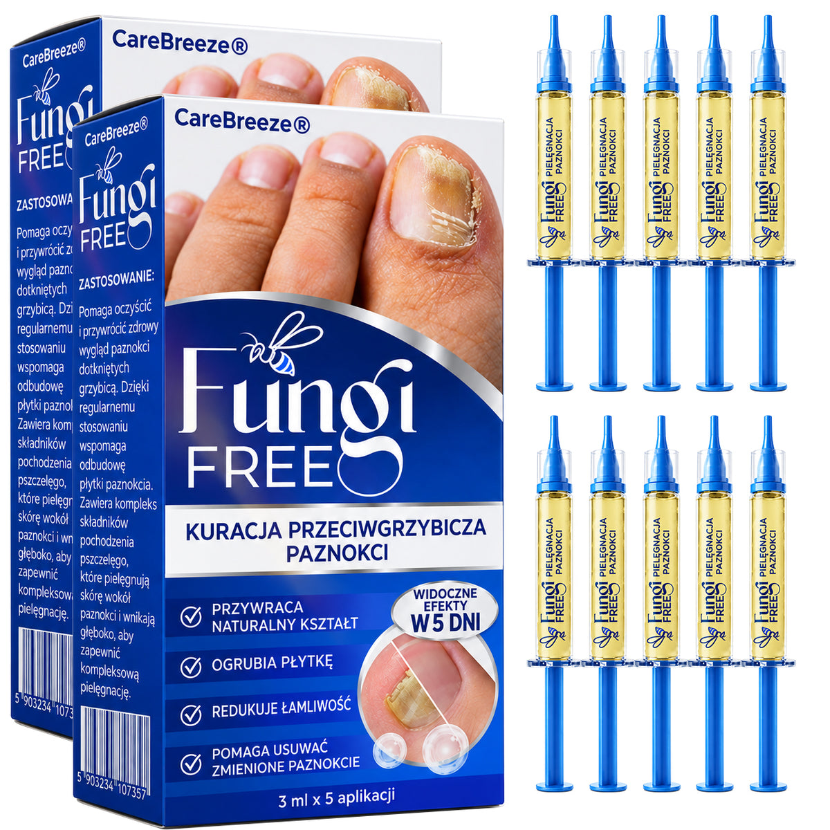 🇵🇱 CareBreeze® Fungi Free – kuracja na paznokcie na bazie jadu pszczelego 🌿1