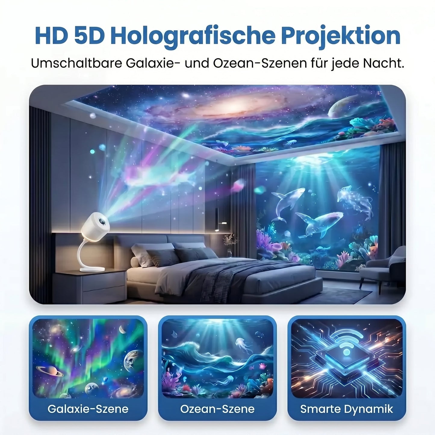 ⏰ Ostatni dzień promocji! 🔥 – 𝑺𝑪𝑵𝑫𝑹® Projektor nocny – Inteligentny holograficzny projektor gwiazd🌙