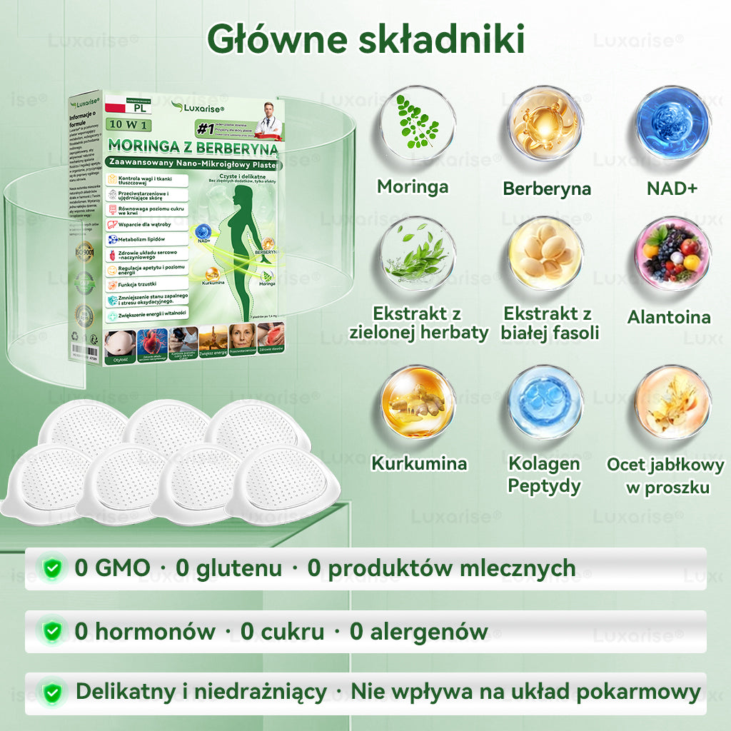 Oficjalny sklep| 𝑳𝒖𝒙𝒂𝒓𝒊𝒔𝒆® MORINGA Z BERBERYNA 10W1 Zaawansowany Nano-Mikroigłowy Plaster (Stosować raz na dobę, zauważalne efekty w ciągu 7 dni)✅Otyłość, cukrzyca, bezdech senny oraz schorzenia stawów 🌹