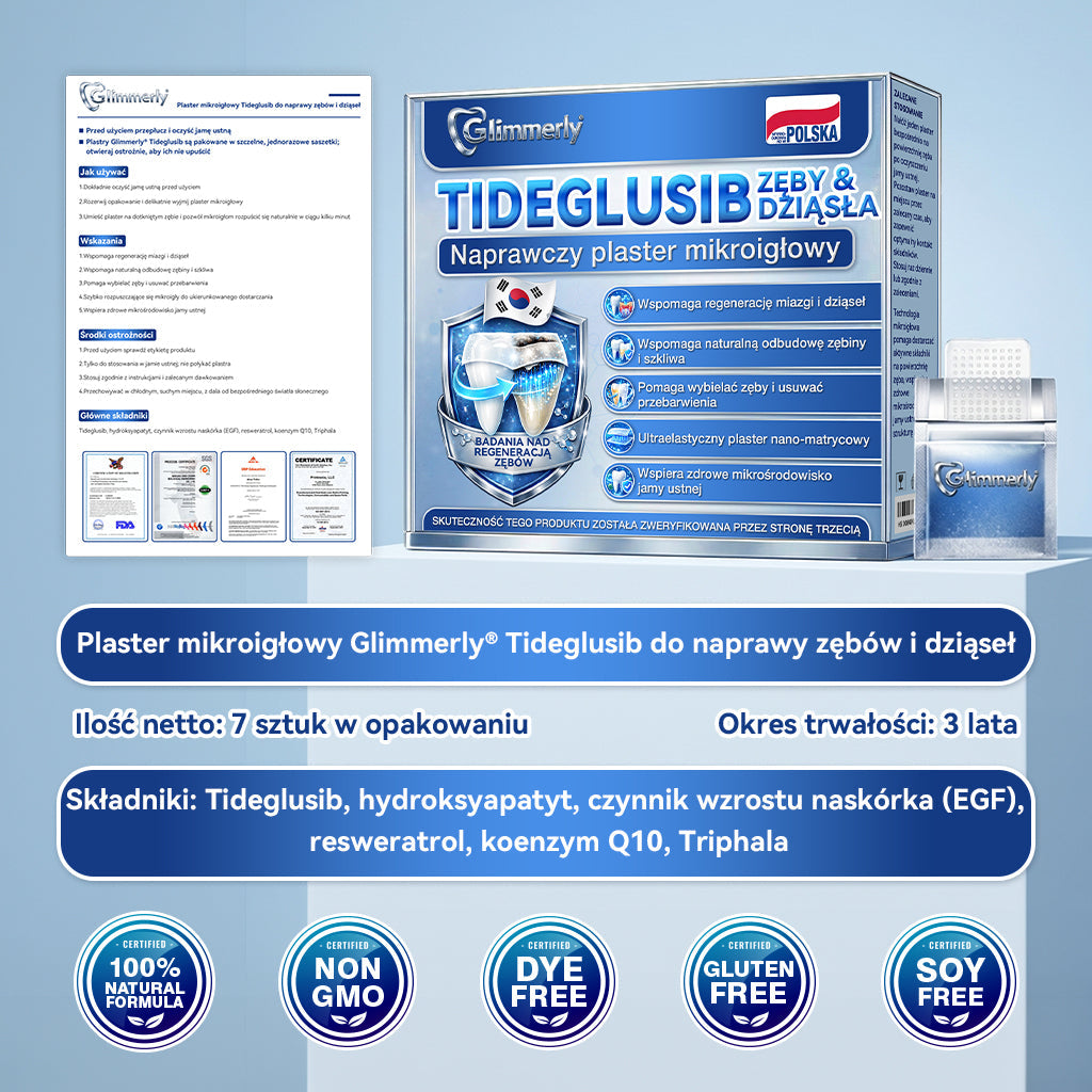 𝑮𝒍𝒊𝒎𝒎𝒆𝒓𝒍𝒚®𝑻𝑰𝑫𝑬𝑮𝑳𝑼𝑺𝑰𝑩  𝒁𝑬𝑩𝒀 & 𝑫𝒁𝑰𝑨𝑺𝑬𝑨 𝑵𝒂𝒑𝒓𝒂𝒘𝒄𝒛𝒚 𝒑𝒍𝒂𝒔𝒕𝒆𝒓 𝒎𝒊𝒌𝒓𝒐𝒊𝒈ł𝒐𝒘𝒚 | Aktywacja komórek macierzystych 👩‍⚕️ (Odbudowa szkliwa i zębiny • Wzmacnianie dziąseł • Usuwanie kamienia i nieświeżego oddechu • Łagodzenie nadwrażliwości zębów)💎