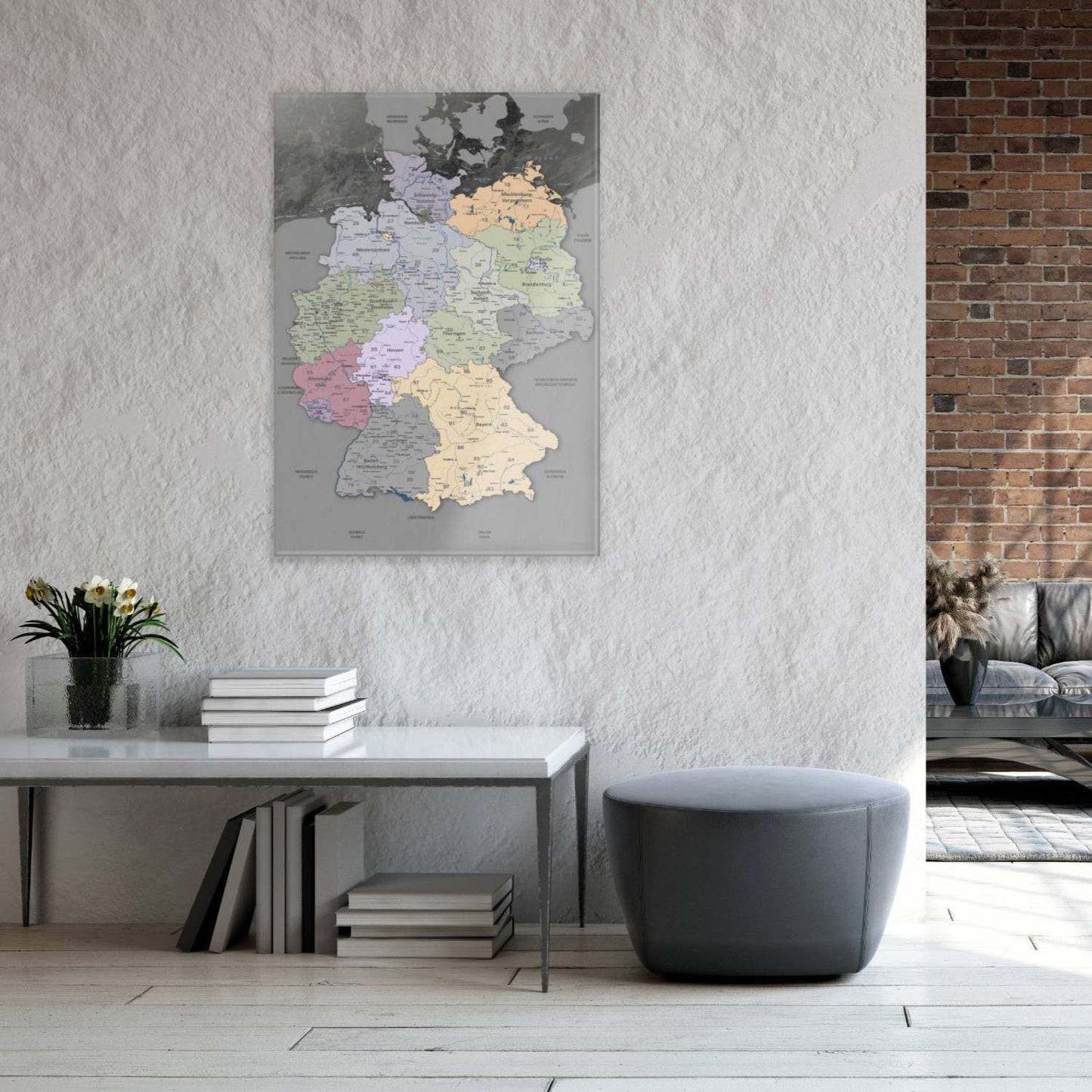 Magnetisches Glasbild - Deutschlandkarte Edelgrau